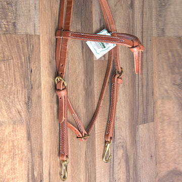 Hilason Hermann Oak Leather Laced Cheeks Horse Knotted Browband Headstall